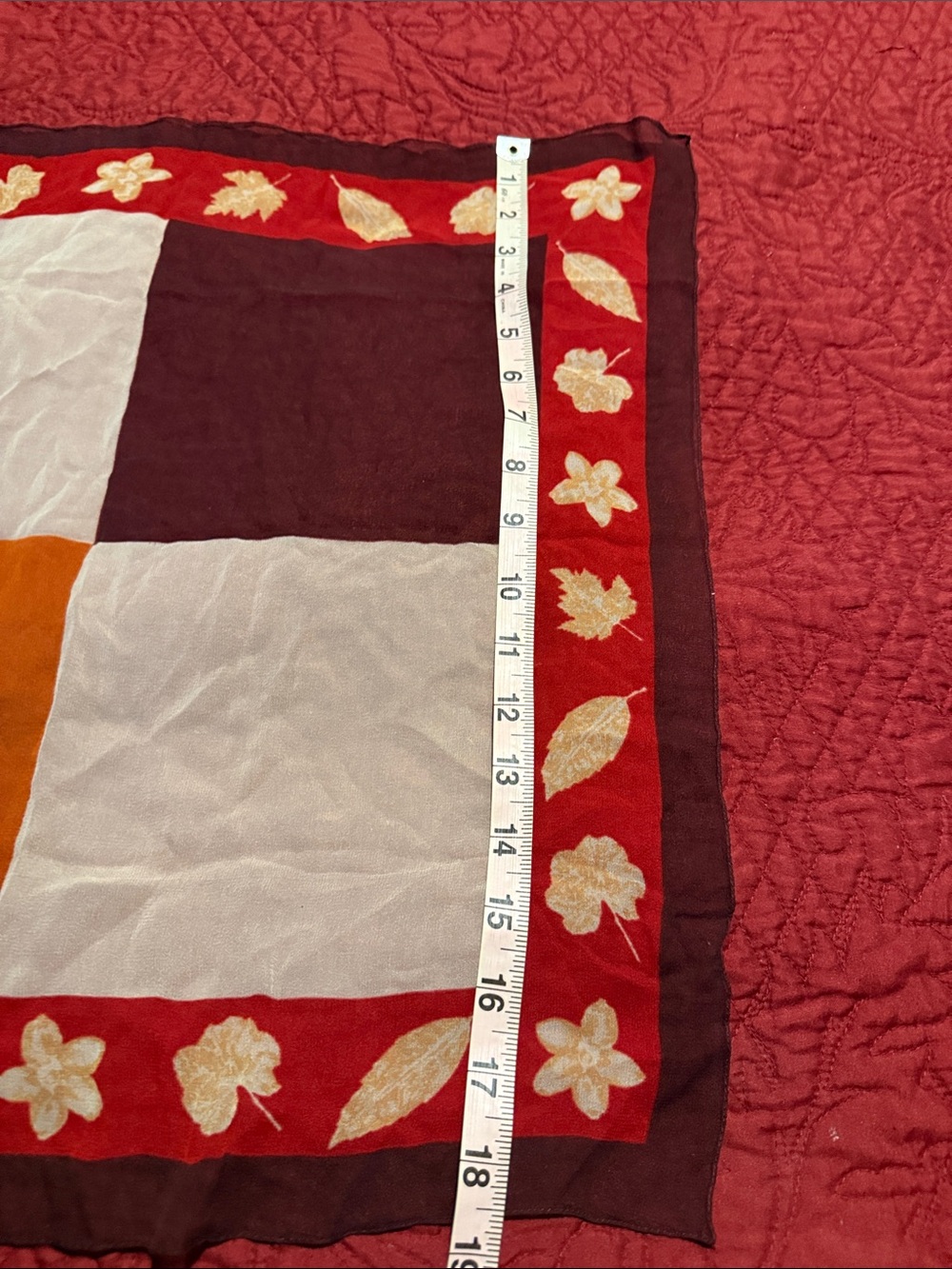 Silk Floral Red and Brown Scarf - Unbranded - Picture 5 of 5